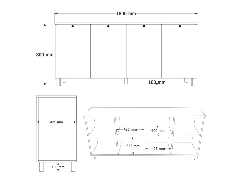 Consolle in legno "Nord" - 180 x 42 x 80 cm - Bianco