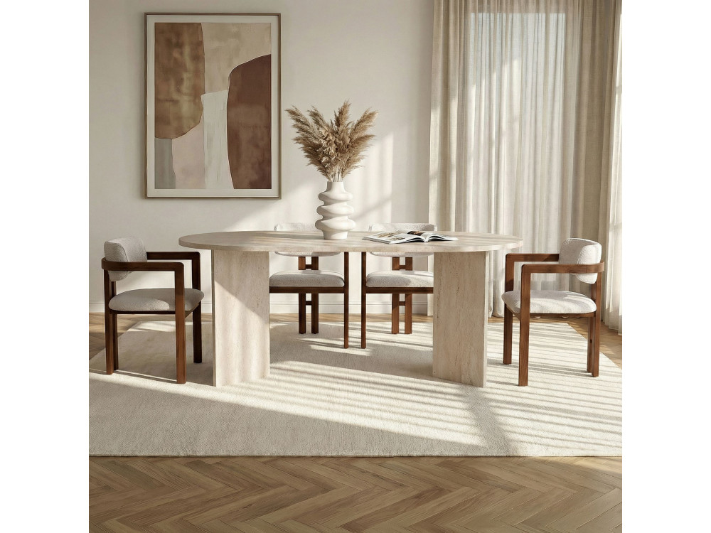 Set da pranzo con tavolo e sedie (5 pezzi) in legno “Meridia 4” - 180 x 90 x 75 cm - Bianco