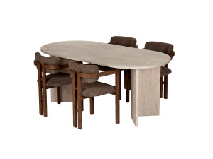 Set da pranzo composto da tavolo e sedie (5 pezzi) in legno "Meridia 4" - 180 x 90 x 75 cm - Marrone