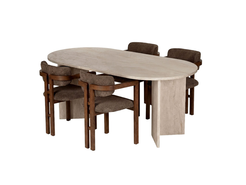 Set da pranzo composto da tavolo e sedie (5 pezzi) in legno "Meridia 4" - 180 x 90 x 75 cm - Marrone