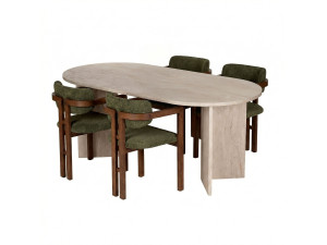 Set da pranzo composto da tavolo e sedie (5 pezzi) in legno "Meridia 4" - 180 x 90 x 75 cm - Verde