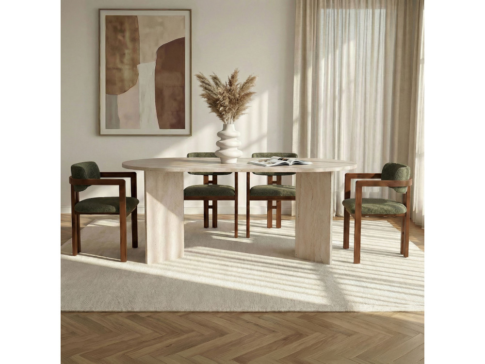 Set da pranzo composto da tavolo e sedie (5 pezzi) in legno "Meridia 4" - 180 x 90 x 75 cm - Verde