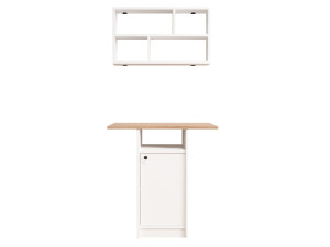 Set composto da tavolo da pranzo e mensola da parete (2 pezzi) in legno "Nord" - 72 x 44 x 74 cm - Bianco