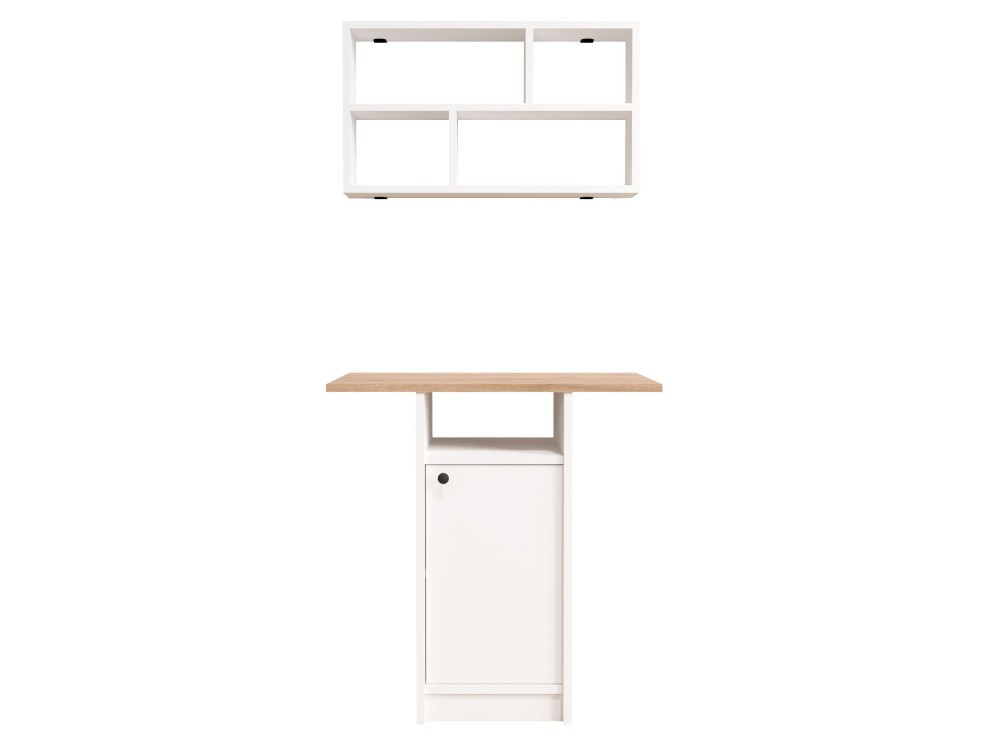 Set composto da tavolo da pranzo e mensola da parete (2 pezzi) in legno "Nord" - 72 x 44 x 74 cm - Bianco