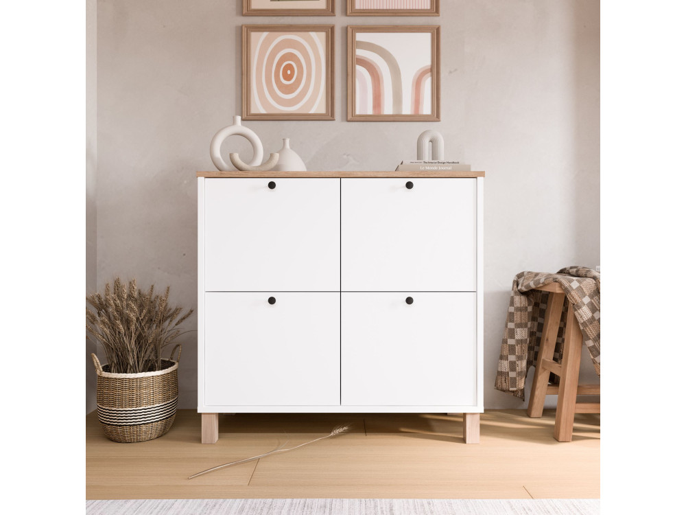 Scarpiere in legno "Nord" - 90 x 35 x 85 cm - Bianco