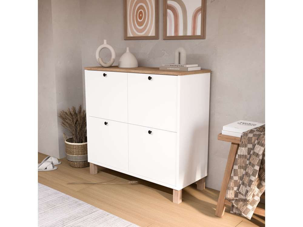 Scarpiere in legno "Nord" - 90 x 35 x 85 cm - Bianco