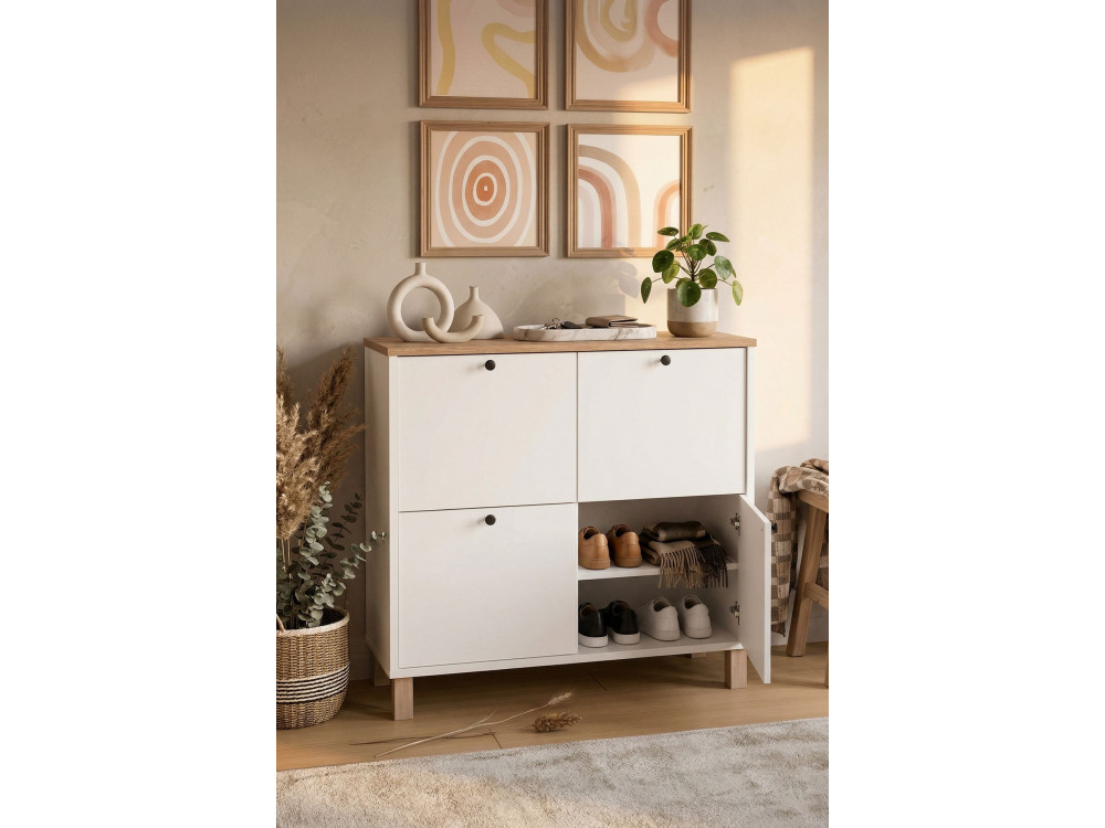 Scarpiere in legno "Nord" - 90 x 35 x 85 cm - Bianco
