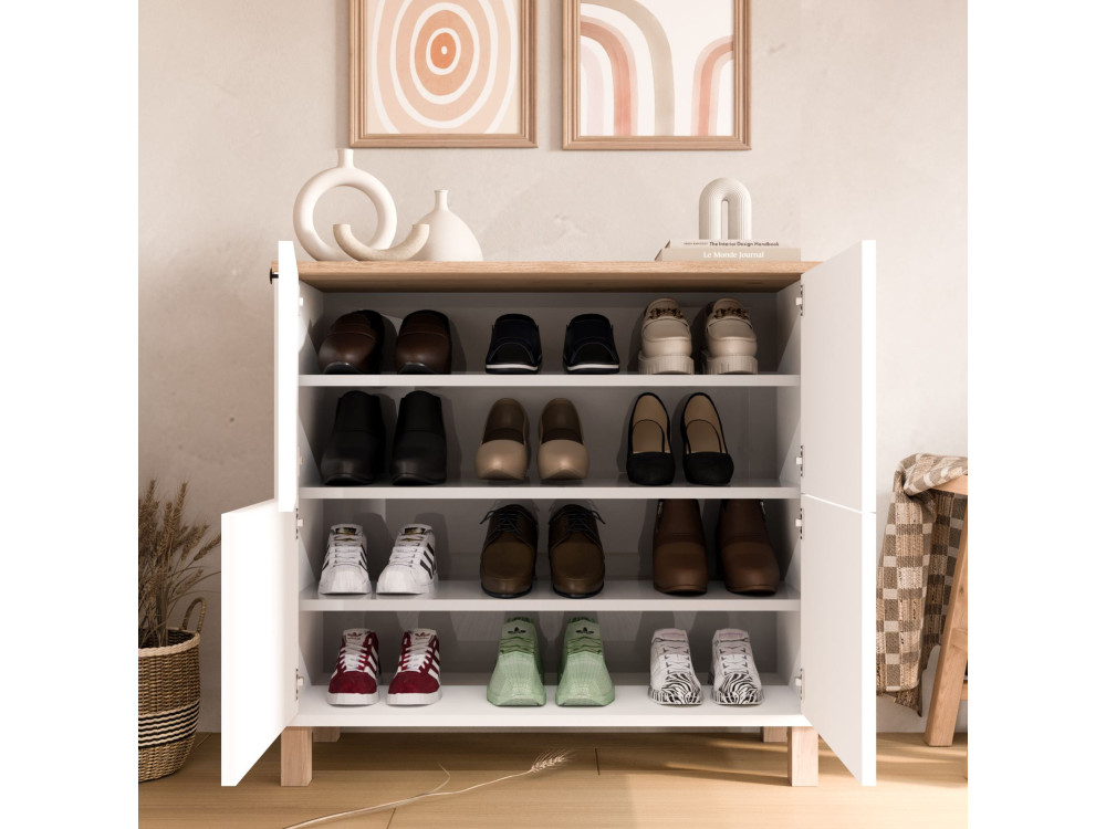 Scarpiere in legno "Nord" - 90 x 35 x 85 cm - Bianco