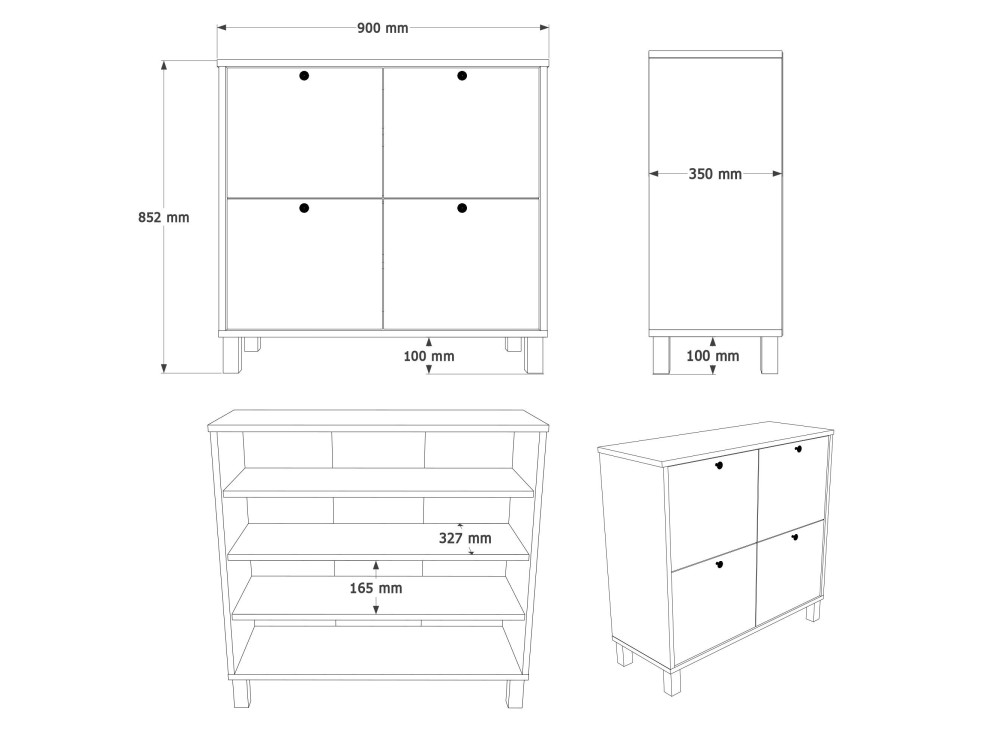 Scarpiere in legno "Nord" - 90 x 35 x 85 cm - Bianco