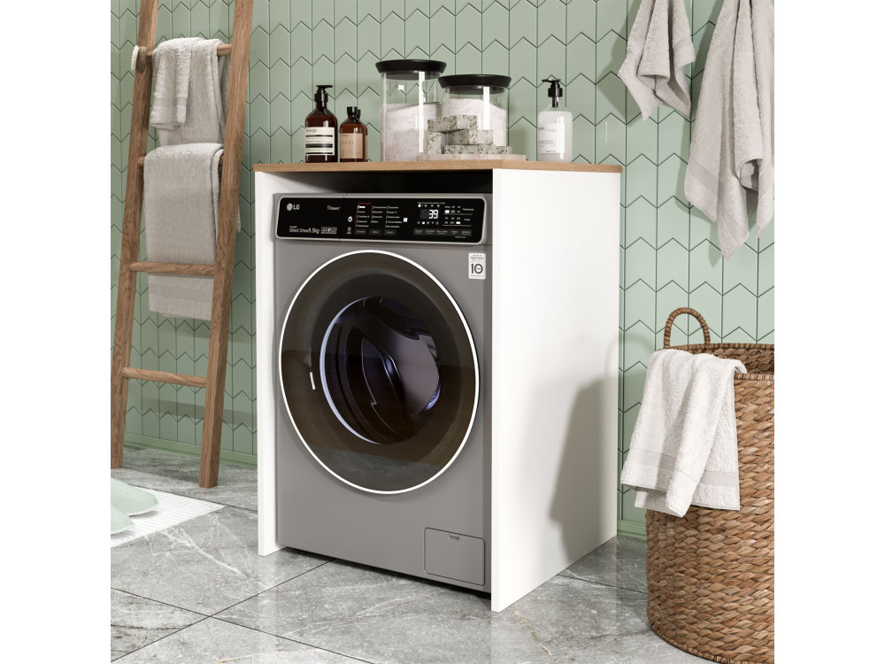 Mobile per lavatrice in legno "Nord" - 66 x 60 x 92 cm - Bianco