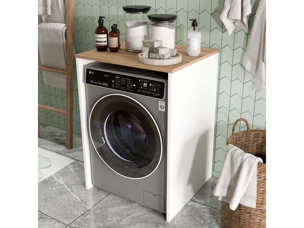 Mobile per lavatrice in legno "Nord" - 66 x 60 x 92 cm - Bianco