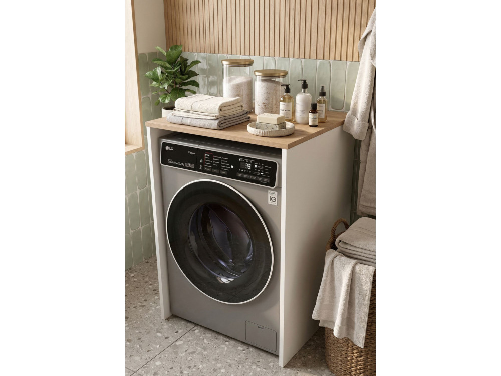 Mobile per lavatrice in legno "Nord" - 66 x 60 x 92 cm - Bianco
