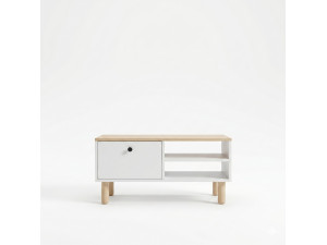 Tavolino in legno "Aris" - 90 x 38,8 x 60 cm - Rovere Saphir / Bianco