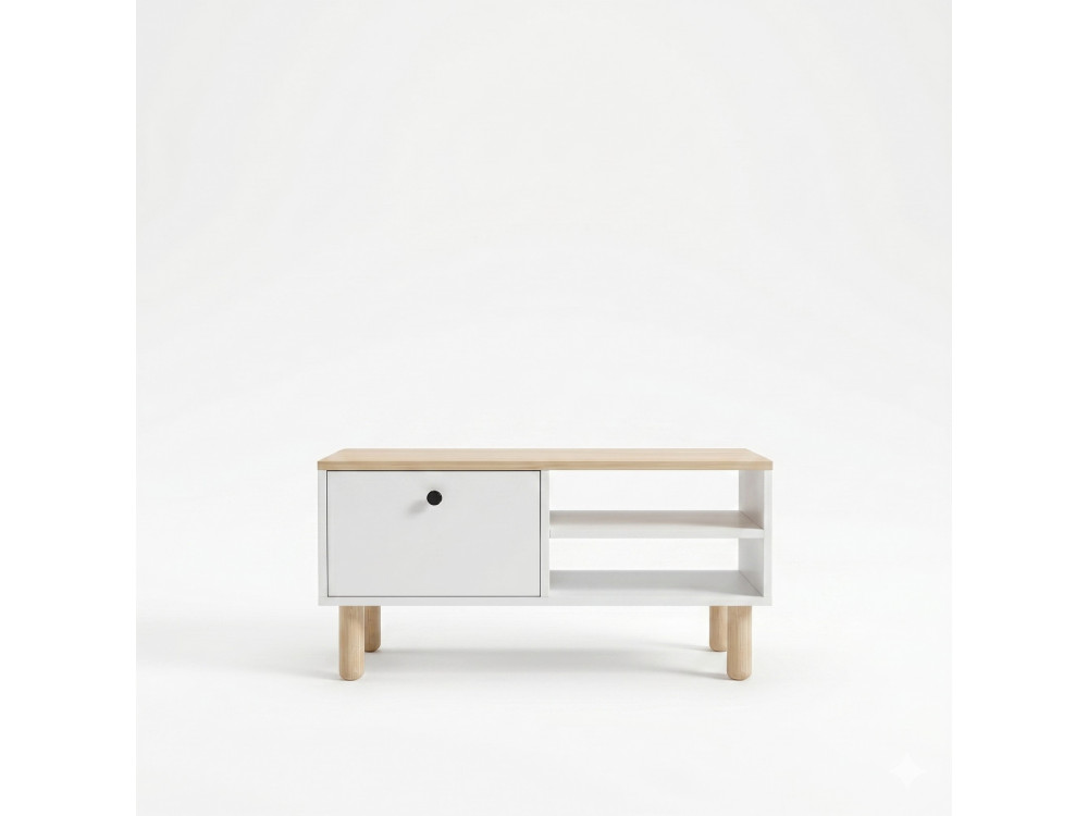 Tavolino in legno "Aris" - 90 x 38,8 x 60 cm - Rovere Saphir / Bianco