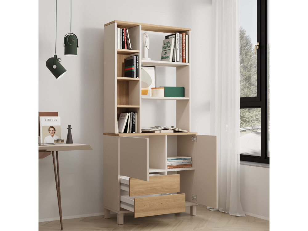 Libreria in legno "Mood" - 85 x 35 x 188 cm - Beige