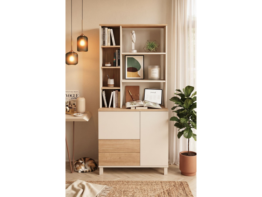 Libreria in legno "Mood" - 85 x 35 x 188 cm - Beige
