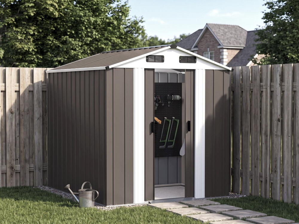 Casetta da giardino in metallo "Dallas" - 4,12 m² - Colore tortora