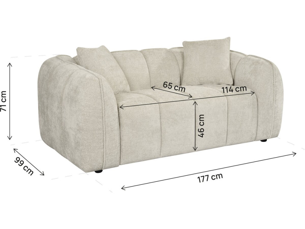 Divano lineare in stile "bubble" in tessuto "Wagram" - 2 posti - Beige