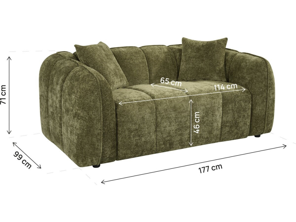 Divano lineare in stile "bubble" in tessuto "Wagram" - 2 posti - Verde