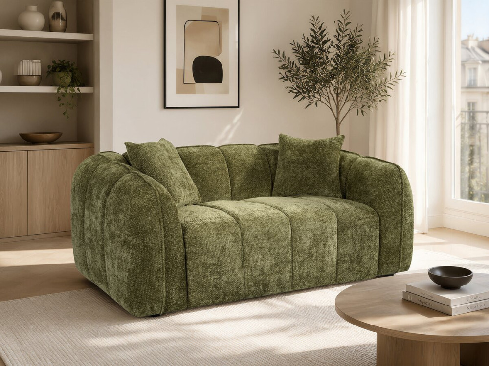 Divano lineare in stile "bubble" in tessuto "Wagram" - 2 posti - Verde