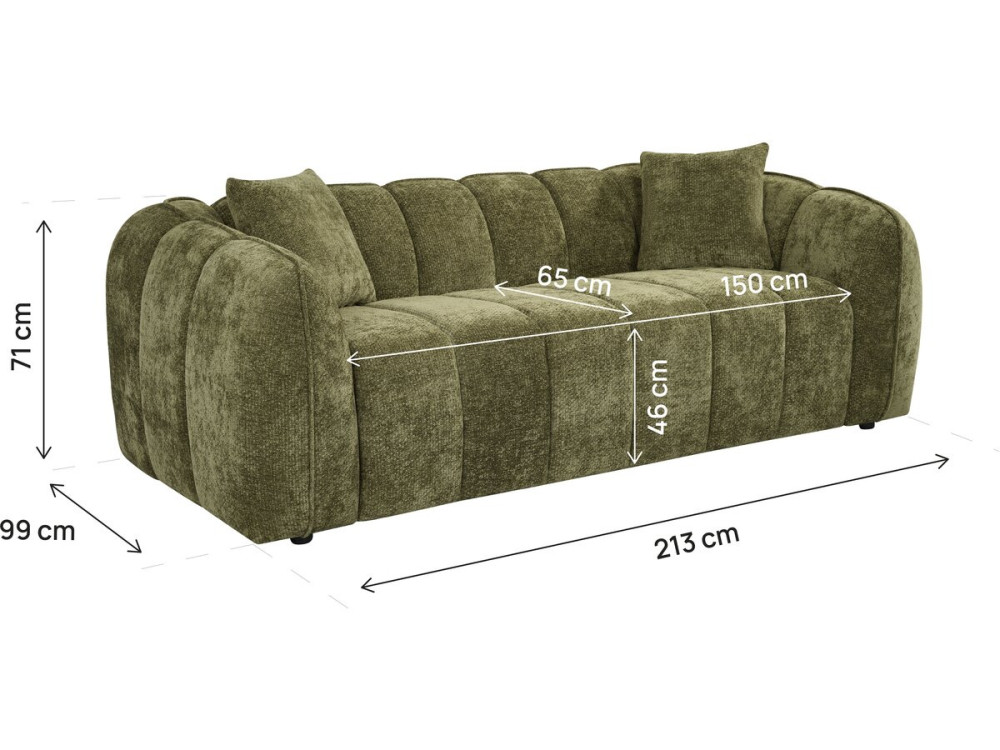 Divano lineare in stile "bubble" in tessuto "Wagram" - 3 posti - Verde