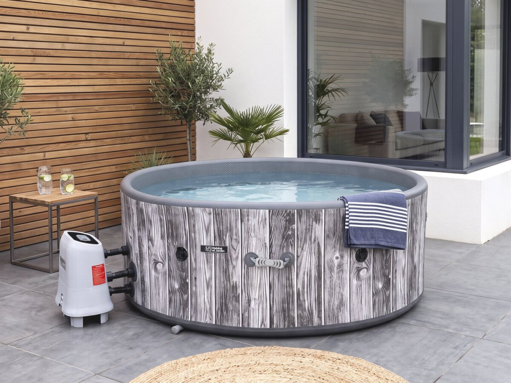 Spa gonfiabile semirigida in PVC effetto legno "Antibes" - 6 posti - Grigio