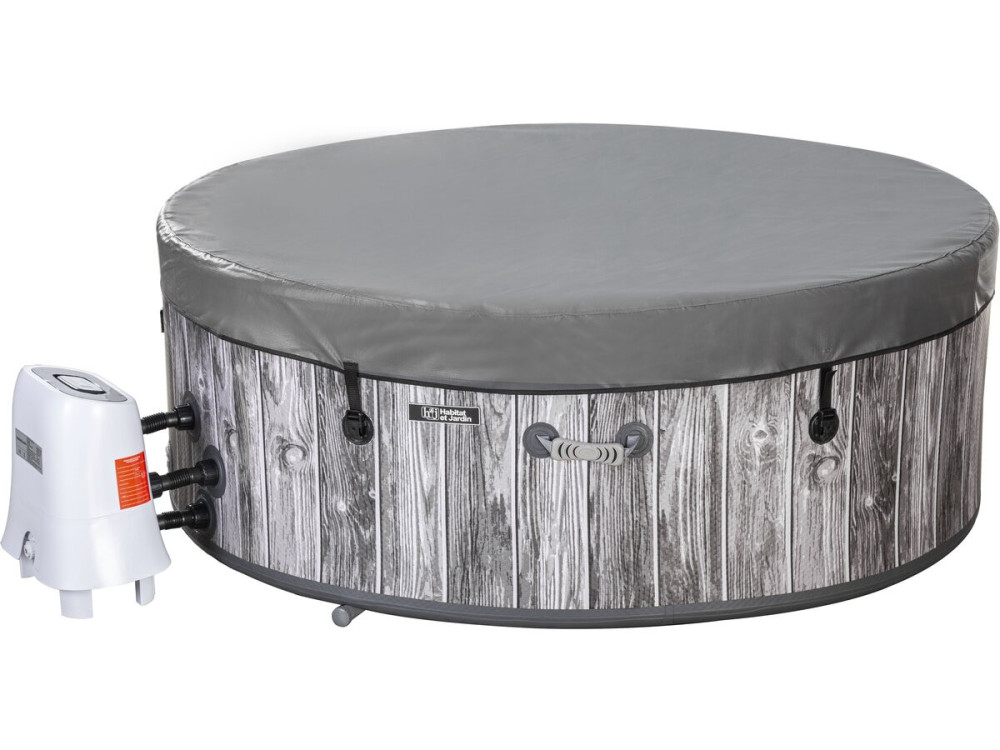 Spa gonfiabile semirigida in PVC effetto legno "Antibes" - 6 posti - Grigio