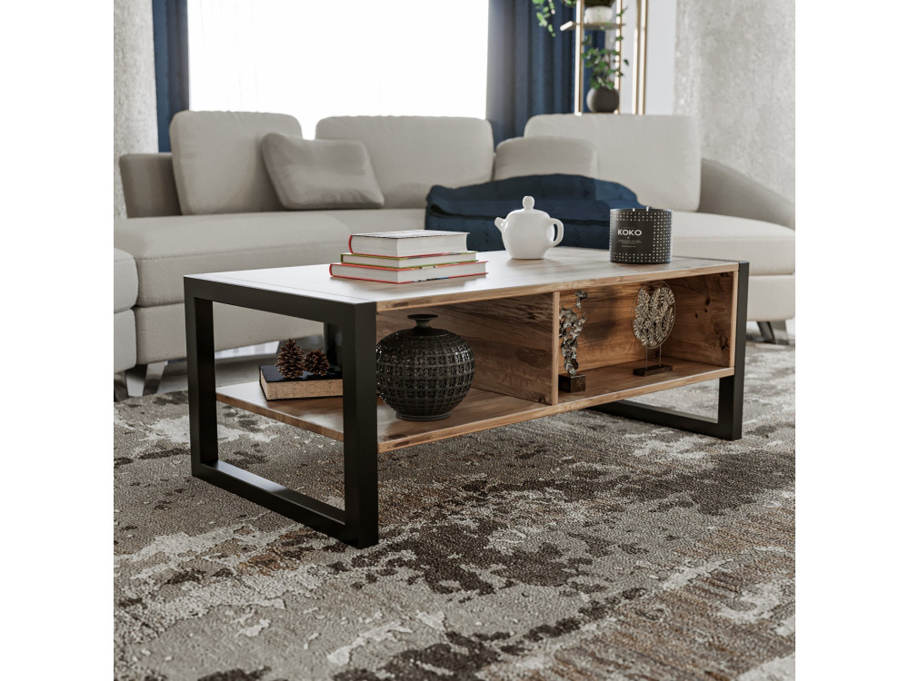 Tavolino in legno "Haldizen" - 105 x 55 x 40 cm - Marrone