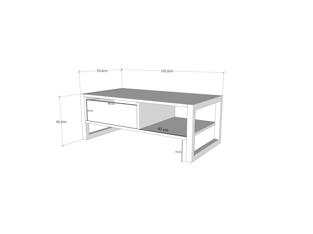 Tavolino in legno "Haldizen" - 105 x 55 x 40 cm - Marrone