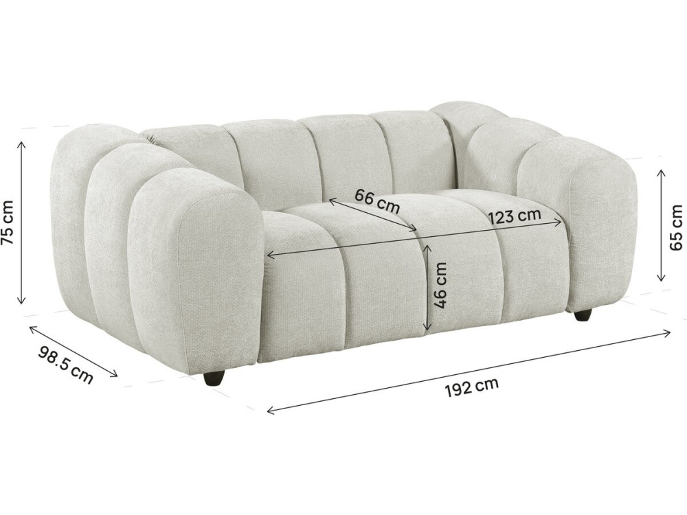 Divano lineare in stile "bubble" in tessuto "Courcelles" - 2 posti - Beige
