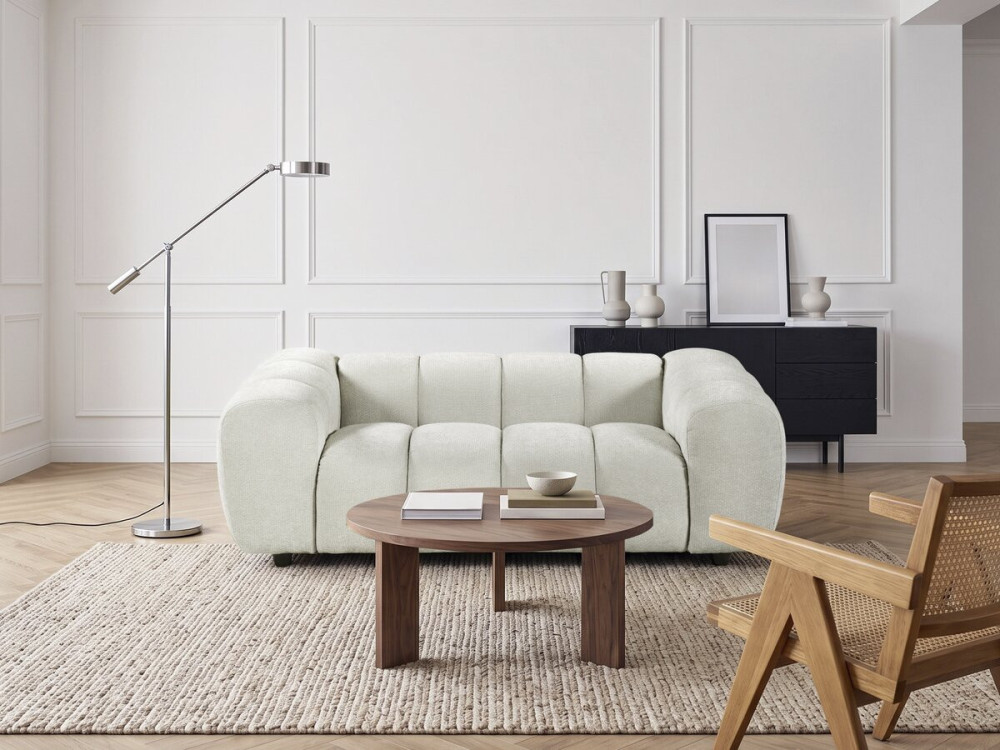 Divano lineare in stile "bubble" in tessuto "Courcelles" - 2 posti - Beige
