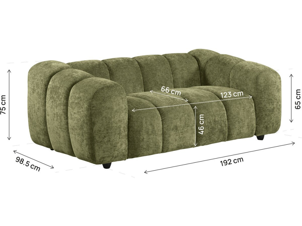 Divano lineare in stile "bubble" in tessuto "Courcelles" - 2 posti - Verde