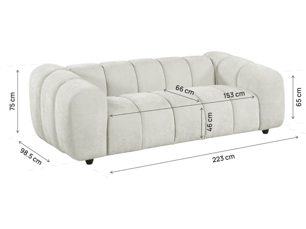Divano lineare in stile "bubble" in tessuto "Courcelles" - 3 posti - Beige