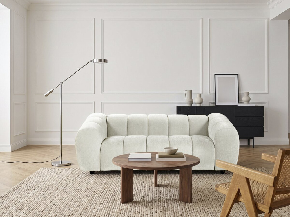 Divano lineare in stile "bubble" in tessuto "Courcelles" - 3 posti - Beige