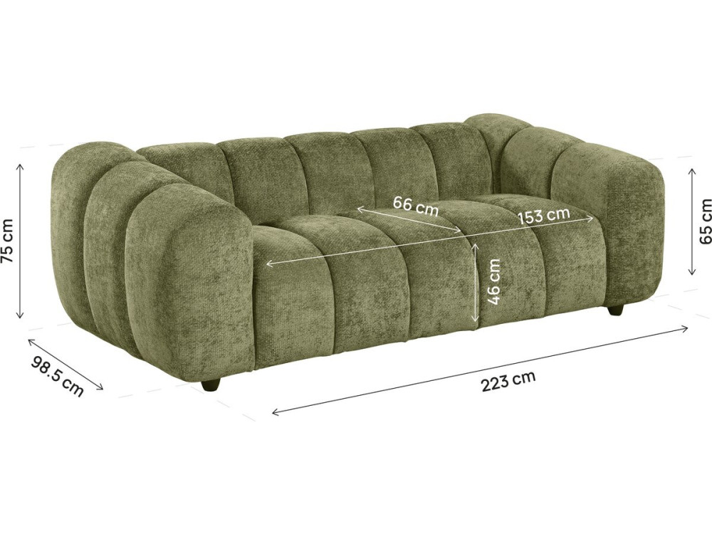 Divano lineare in stile "Bubble" in tessuto "Courcelles" - 3 posti - Verde