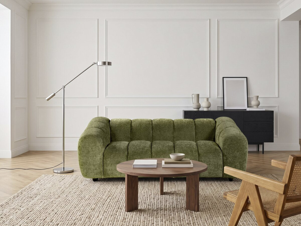 Divano lineare in stile "Bubble" in tessuto "Courcelles" - 3 posti - Verde