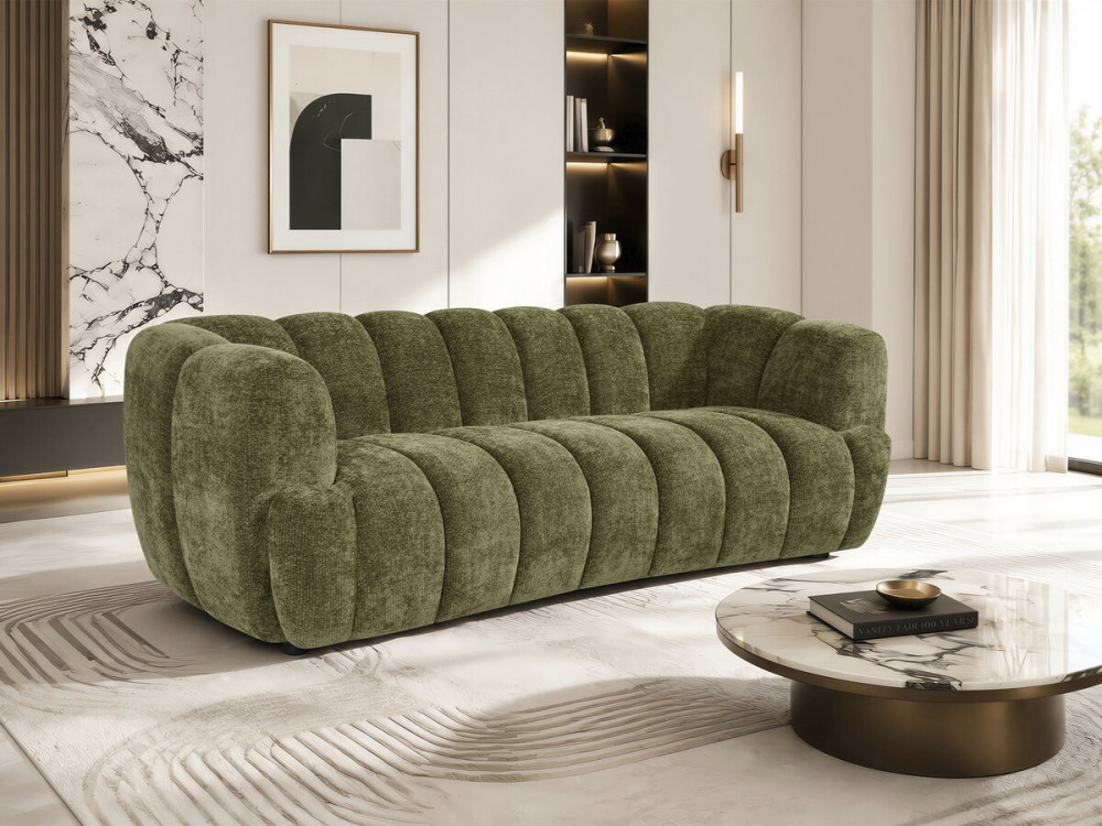 Divano lineare in stile "bubble" in tessuto "Malakoff" - 3 posti - Verde