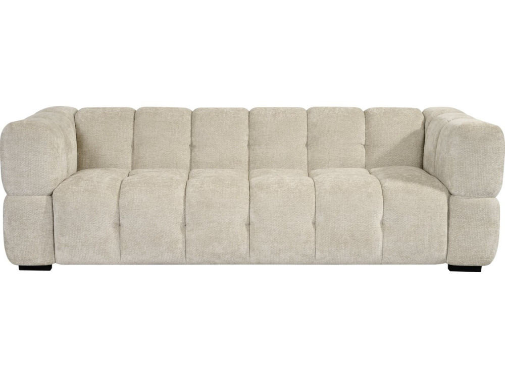 Divano lineare in stile "bubble" in tessuto "Spontini" - 3 posti - Beige