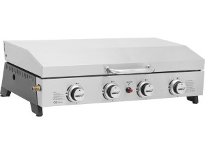 Piastra liscia a gas con 4 fornelli e coperchio "Fasto" - 10 kW - Grigio