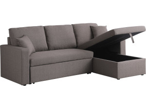 Divano ad angolo trasformabile con contenitore "Alain" - 221 x 145 x 85 cm - 3 posti a sedere - Taupe