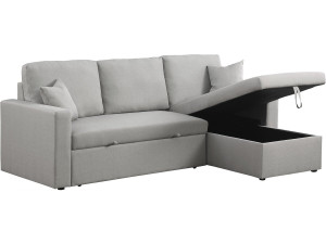Divano angolare trasformabile/reversibile con contenitore "Alain"  - 3 posti - Grigio chiaro