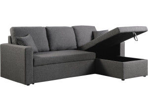 Divano ad angolo convertibile "Alain" - Grigio - 221 x 145 x 85 cm - 3 posti - Grigio