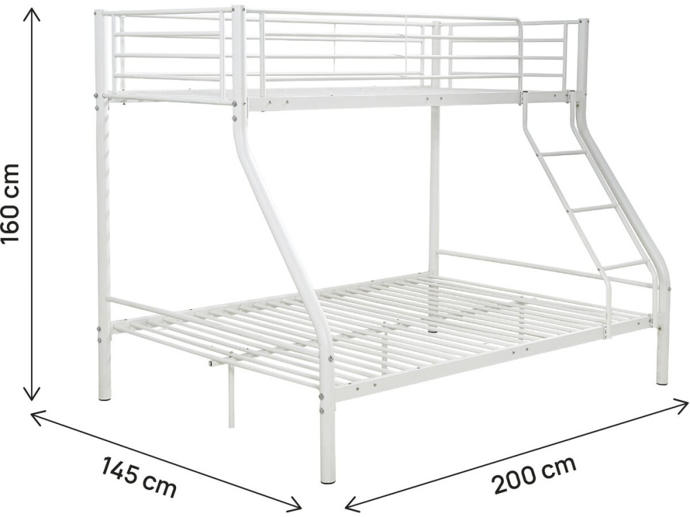 Letto a castello "LEO" - Bianco - Metallo