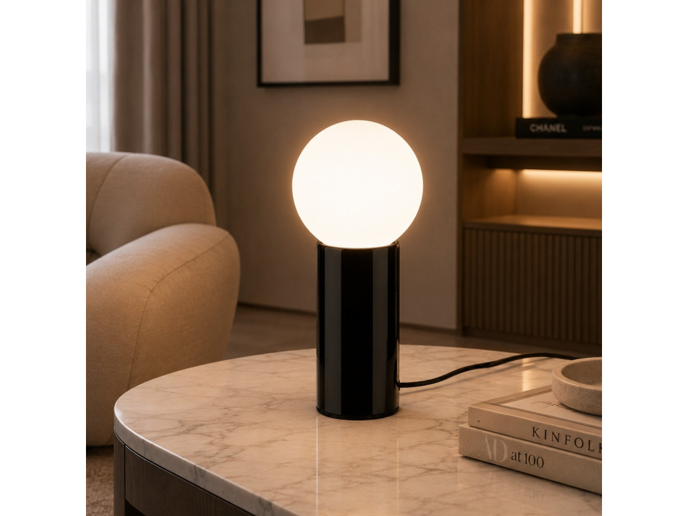 Lampada da tavolo in metallo "Polo" - 15 x 15 x 35 cm - Nera