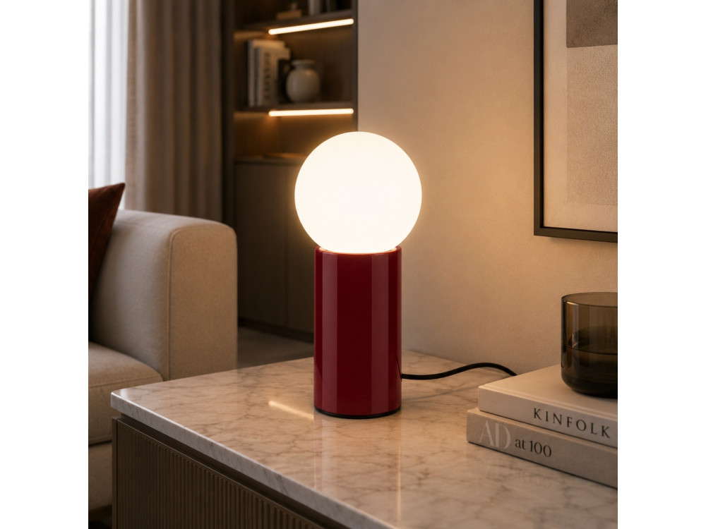 Lampada da tavolo in metallo "Polo" - 15 x 15 x 35 cm - Rossa