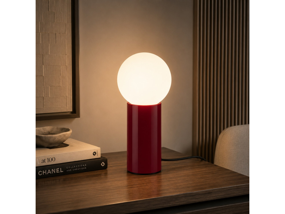 Lampada da tavolo in metallo "Polo" - 15 x 15 x 35 cm - Rossa