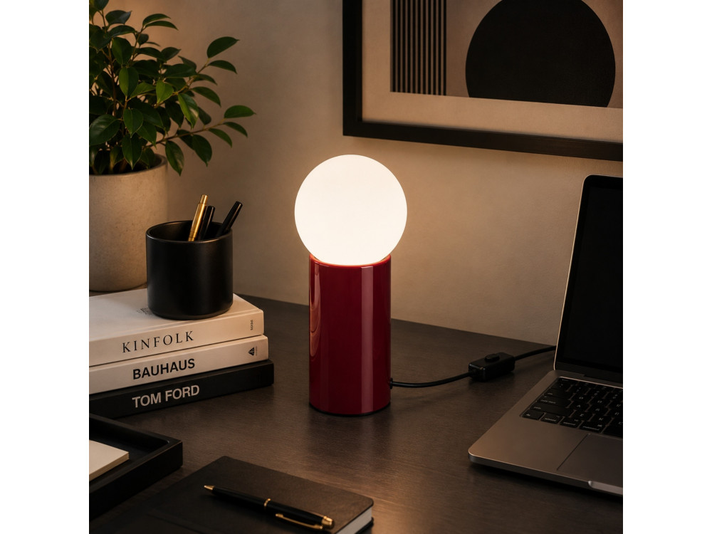 Lampada da tavolo in metallo "Polo" - 15 x 15 x 35 cm - Rossa