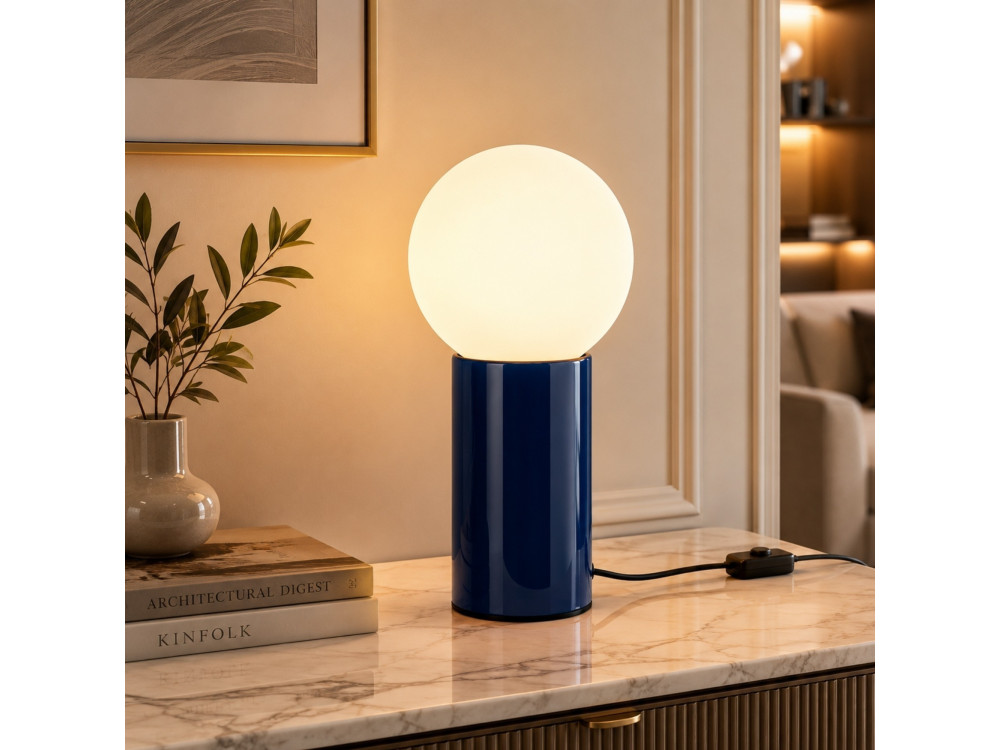 Lampada da tavolo in metallo "Polo" - 15 x 15 x 35 cm - Blu