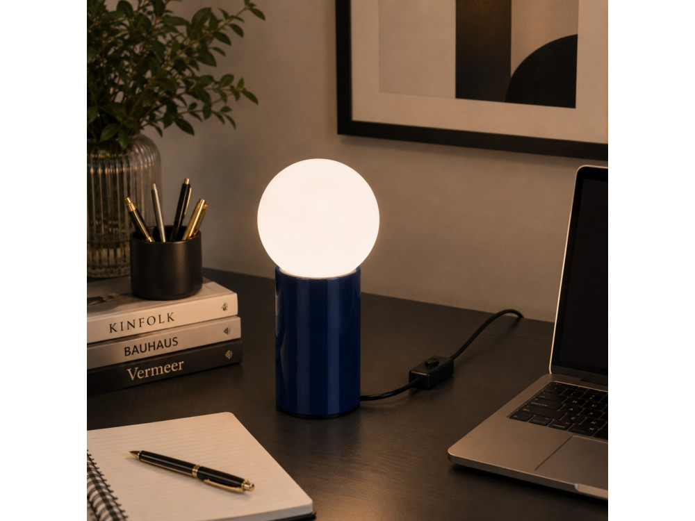 Lampada da tavolo in metallo "Polo" - 15 x 15 x 35 cm - Blu