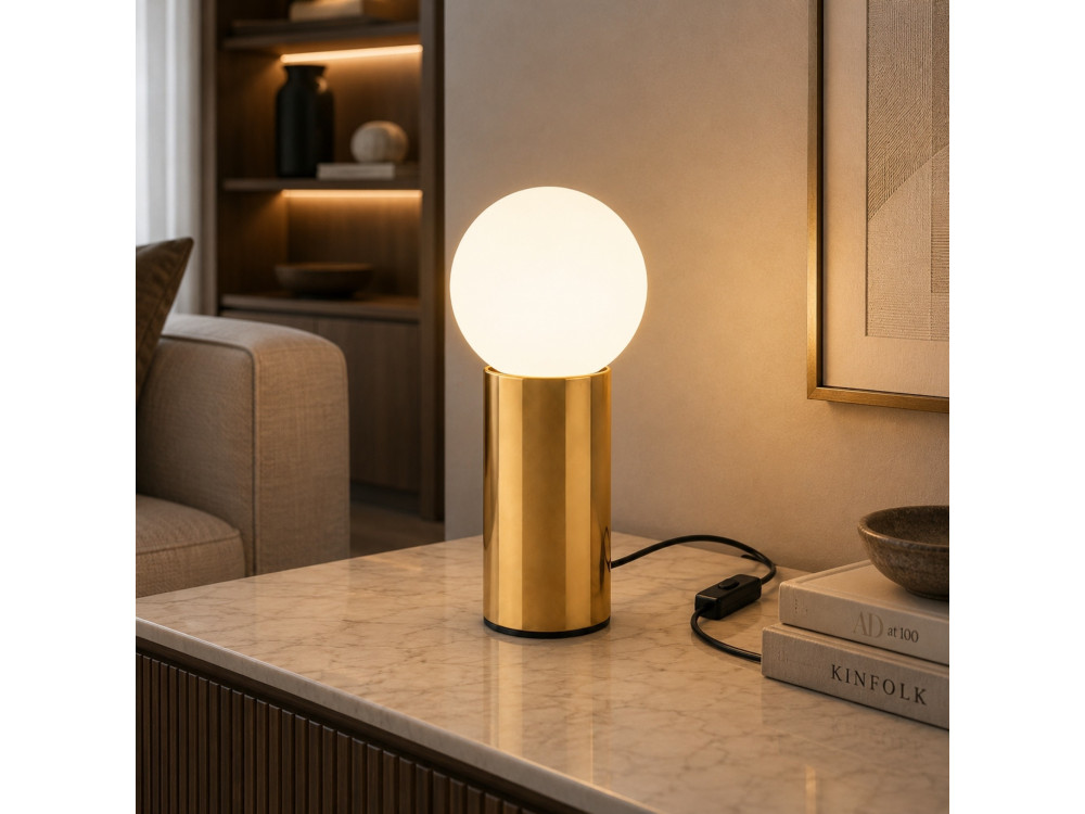 Lampada da tavolo in metallo "Polo" - 15 x 15 x 35 cm - Giallo